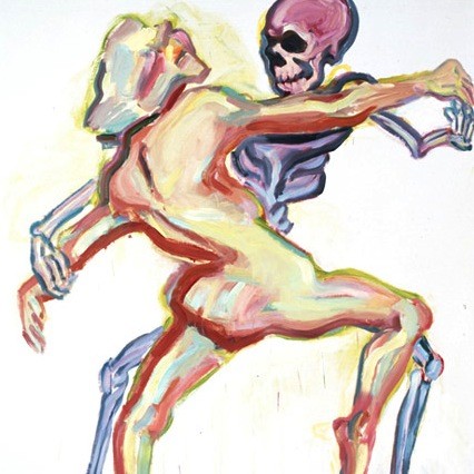 Maria Lassnig, Der Tod und das Mädchen (Death and the Girl), 1999, Courtesy Friedrich Petzel Gallery