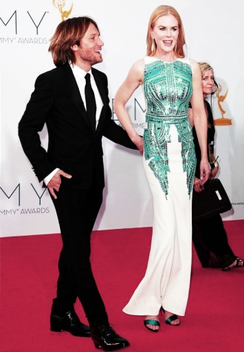 Keith Urban wearing Prada, Nicole Kidman in Antonio Berardi