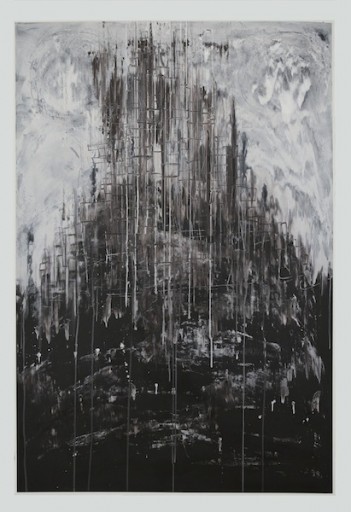 ￼Midnight in Brooklyn, 2012 ￼Mixed media on paper ￼60 1/4 X 40 3/4 inches (paper) ￼64 X 45 inches (framed) ￼