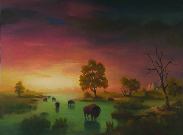 SILHOUETTE OF THE PLATT RIVER VALLEY - 30" X 40 - OIL ON CANVAS - 2017