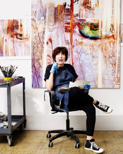 Marilyn Minter in her studio, 2015. Photo by Nadya Wasylko